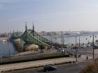 A large bridge over the Danube River in Budapest, Hungary