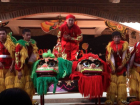 Lion dancers perform for the Mid Autumn Festival in Vietnam 