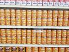 A supermarket display showcasing the most important ingredients to make pumpkin pie 