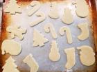 Josh's Christmas cookies are cut and ready to go into the oven. 