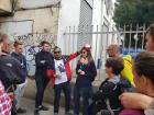 Abby helps our walking tour guide to explain Cholita culture during our first few days in La Paz 