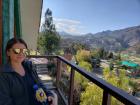 Abby relaxes on the balcony of the Green House at Up Close Bolivia