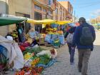 Josh walks through the market with our Spanish teacher, Lucero, to purchase the ingredients for our plato paceño