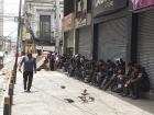 Police officers line the streets in La Paz
