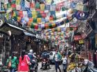 A busy tourist street in the center of Kathmandu, Nepal