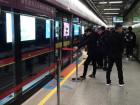 People waiting for the metro, which operates underneath the city of Guangzhou