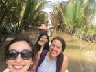 Traveling in a paddleboat along the Mekong River in Vietnam