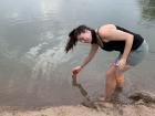 To make more drinking water, we fill up our bottles with river water and then filter it to make sure it is clean to drink
