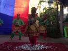 My friend dancing over broken plates during the Tari Piriang dance