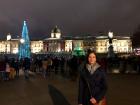 Staying warm in my winter coat in Trafalgar Square