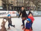 Skating around the ice rink 