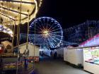 Holiday lights light up the ferris wheel 