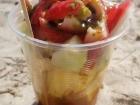 A fruit cup with hot chili, tamarind, and salt!