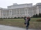 Standing in front of the Palace of Parliament in Bucharest, Romania