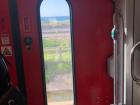 A picture of the window on one of our trains leaving Rehovot