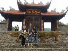 Chinh, another student, and myself at a pagoda