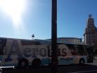 A bus commonly used for transportation among the people in Barcelona, Spain