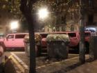 A huge pink limo