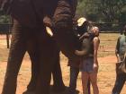 Receiving an elephant kiss in Johannesburg