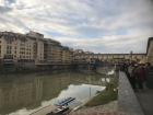 The Arno river running through Florence, Italy.