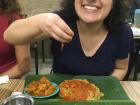 Eating banana leaf rice with my hands