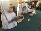 Students playing Bananagrams 