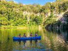 Kayaking in a cenote, or cave pool, in Valladolid, Mexico