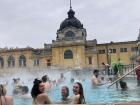 In Budapest, Hungary I went to a thermal bathhouse. It was cold outside, but the water was warm!