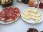 These are tapas of jamón iberico, Iberian ham, and also cheese! So good!