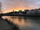 When it is not cloudy, there are beautiful sunsets on the Rhône river each night