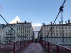 This narrow bridge is only for people, so no cars or other vehicles can cross it