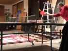 Playing table tennis