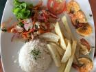 A lunch with shrimp I had near the coast of Ecuador