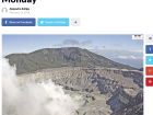 Screen grab of the headline news regarding Poás volcano erupting