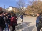 Getting a tour can be a great opportunity to hear about the viewpoints different cultures have! Here are some Fulbrighters listening to a tour guide.