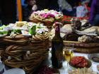 A typical Tsagaan Tsar table filled with food