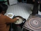 Preparing buuz (dumplings) to be eaten 
