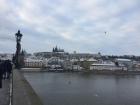 It snowed in Prague and covered the tops of the buildings 