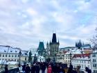 Charles Bridge is located in Prague and here it's covered in snow!