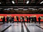 Some of the metro trains are bright red, so that patrons can see it coming!