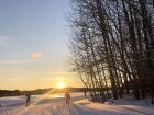 On the ski trail, right before sun down 