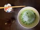 This is the famous Japanese matcha green tea, which is bitter but fun to drink