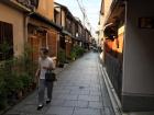 A small traditional street with traditional houses in Kyoto