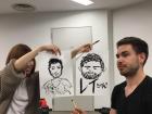 Here my friends drew pictures of me during a calligraphy workshop 