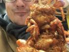 I ate all kinds of foods that were new to me, like this stick full of fried crabs!