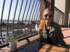 Breakfast and juice at a rooftop restaurant in Vientiane - beautiful weather!