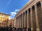 A contrast between the modern homes and an ancient building!