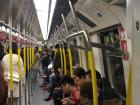 The inside of an MTR subway train