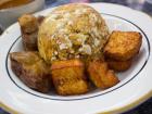 Mofongo with queso frito and chicharrón 