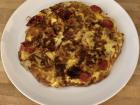 Frittata, similar to an omelet, is something we eat a lot of because it is vegetarian